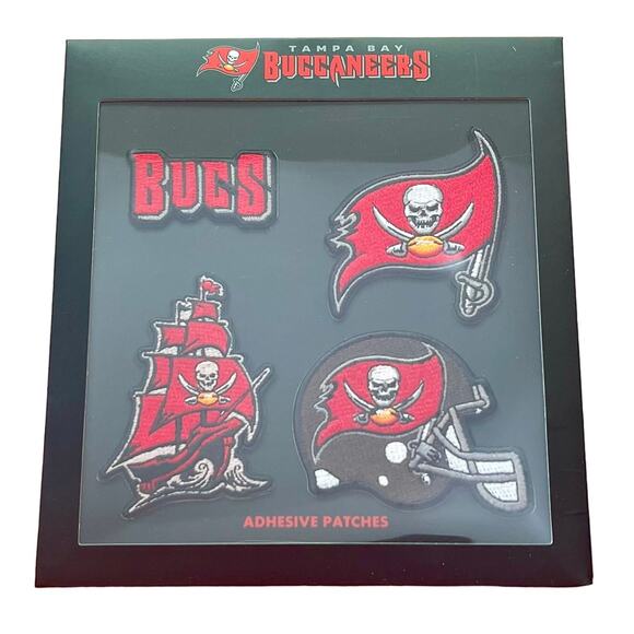 Tampa Bay Buccaneers Bucs Ship Helmet Flag Logo Adhesive Patches Pack of 4 NEW - Picture 1 of 9